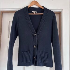 Banana Republic Fitted Button-Front Cardigan — Deep Navy